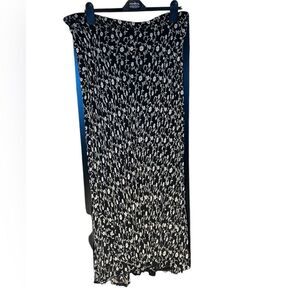 VTG Shelly & Arnold Black & White Reversible Floral Boho Maxi Skirt L